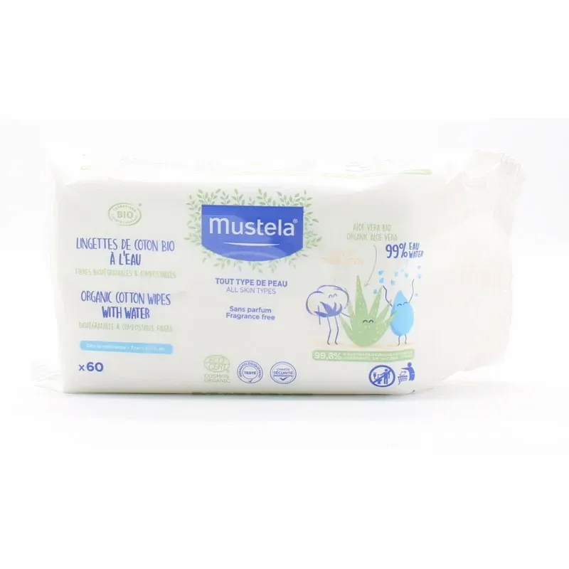 Mustela Lingettes de Coton Bio à l'Eau X60