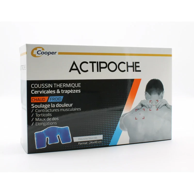 ActiPoche Coussin Thermique Chaud/Froid Cervicales et Trapèzes Microbilles 24X40cm