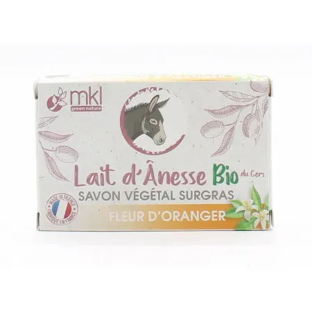 MKL Lait d'Ânesse Bio Savon Végétal Surgras Bio Fleur D'oranger 100g - Univers Pharmacie