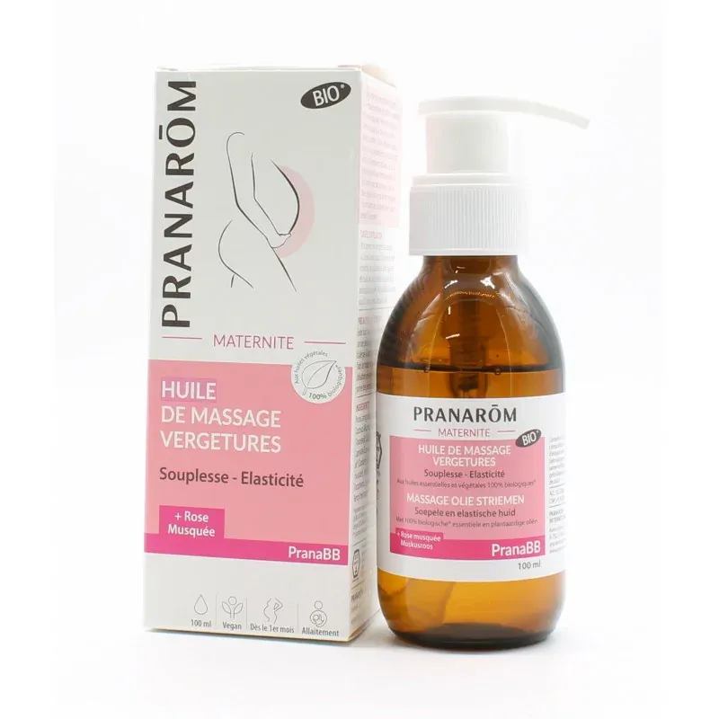 Pranarôm PranaBB Maternité Huile de Massage Vergetures 100ml - Univers Pharmacie