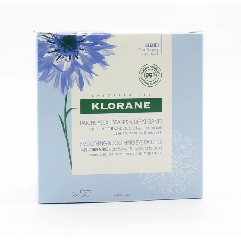 Klorane Patchs Yeux Lissants & Défatigants Bleuet Bio x7 - Univers Pharmacie