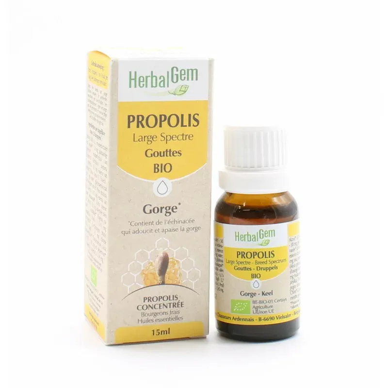 HerbalGem Propolis Large Spectre Gouttes Bio 15ml
