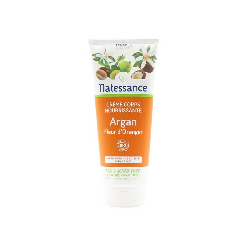 Natessance Crème Corps Nourrissante Argan Fleur d'Oranger 200ml - Univers Pharmacie