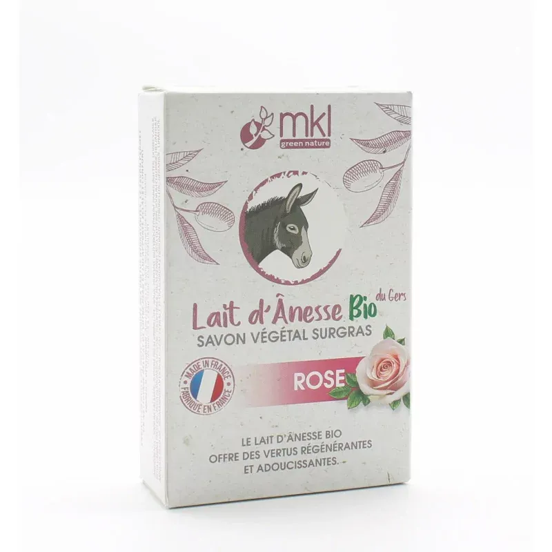 MKL Lait d'Ânesse Bio Savon Végétal Rose Bio Neutre 100g