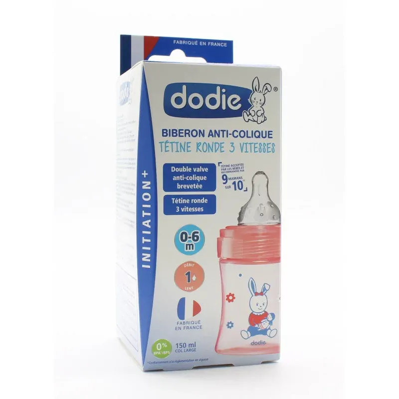 Dodie Initiation+ Biberon Anti-colique 0-6mois Lapin 150ml - Univers Pharmacie