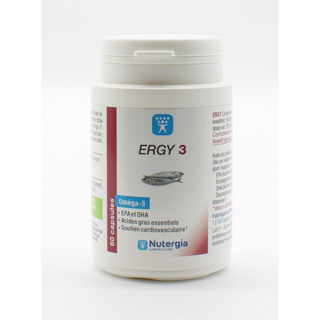 Nutergia Ergy 3 Oméga-3 60 capsules - Univers Pharmacie