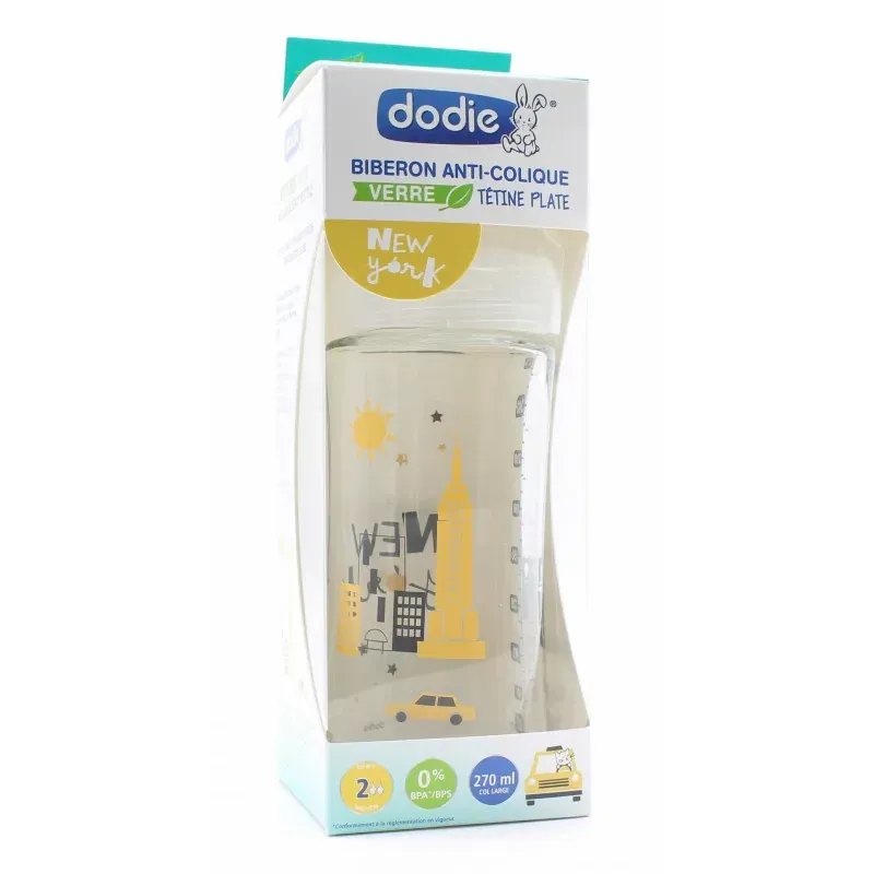 Dodie Biberon Sensation+ Anti-colique en Verre 0-6mois New York 270ml - Univers Pharmacie