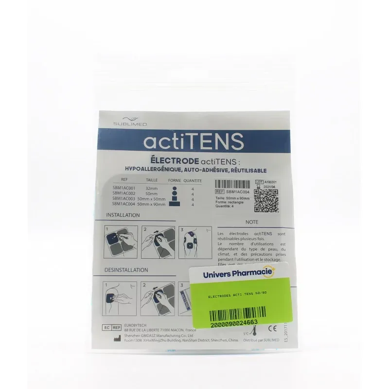 ActiTENS Electrodes 50X90mm X4 - Univers Pharmacie
