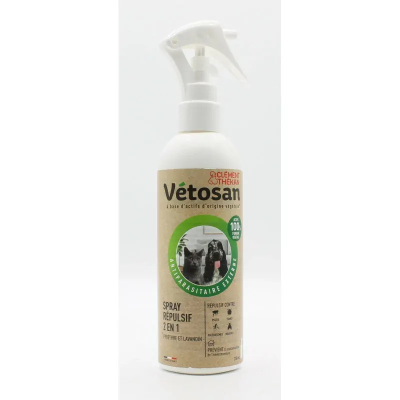 Clément Thékan Vétosan Spray Répulsif 2en1 250ml - Univers Pharmacie