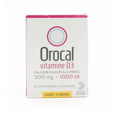 Orocal Vitamine D3 500mg/1000UI 30 comprimés - Univers Pharmacie