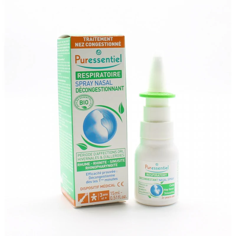 PURESSENTIEL Respiratoire spray nasal décongestionnant 15ml