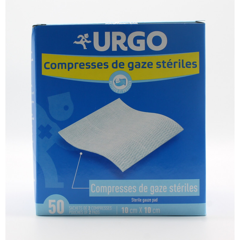 Urgo Compresses de Gaze Stériles 10X10cm 50X2 compresses - Univers Pharmacie