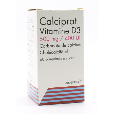 Calciprat Vitamine D3 500mg/400UI 60 comprimés - Univers Pharmacie