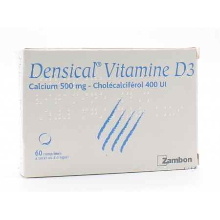 Densical Vitamine D3 500mg/400UI 60 comprimés - Univers Pharmacie