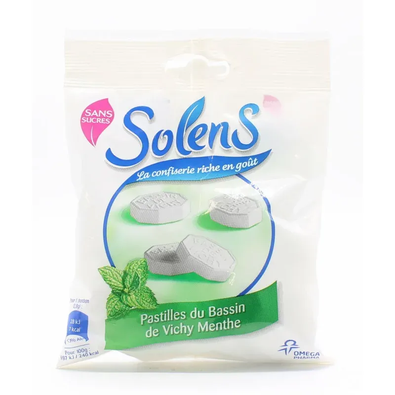 Solens Pastilles du Bassin de Vichy Menthe Sans Sucres 100g - Univers Pharmacie