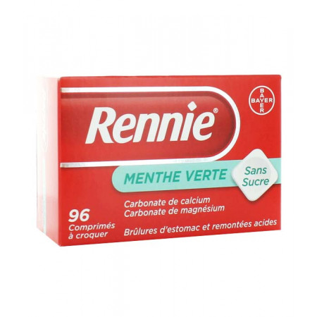 Rennie Menthe Verte sans sucre 96 comprimés - Univers Pharmacie