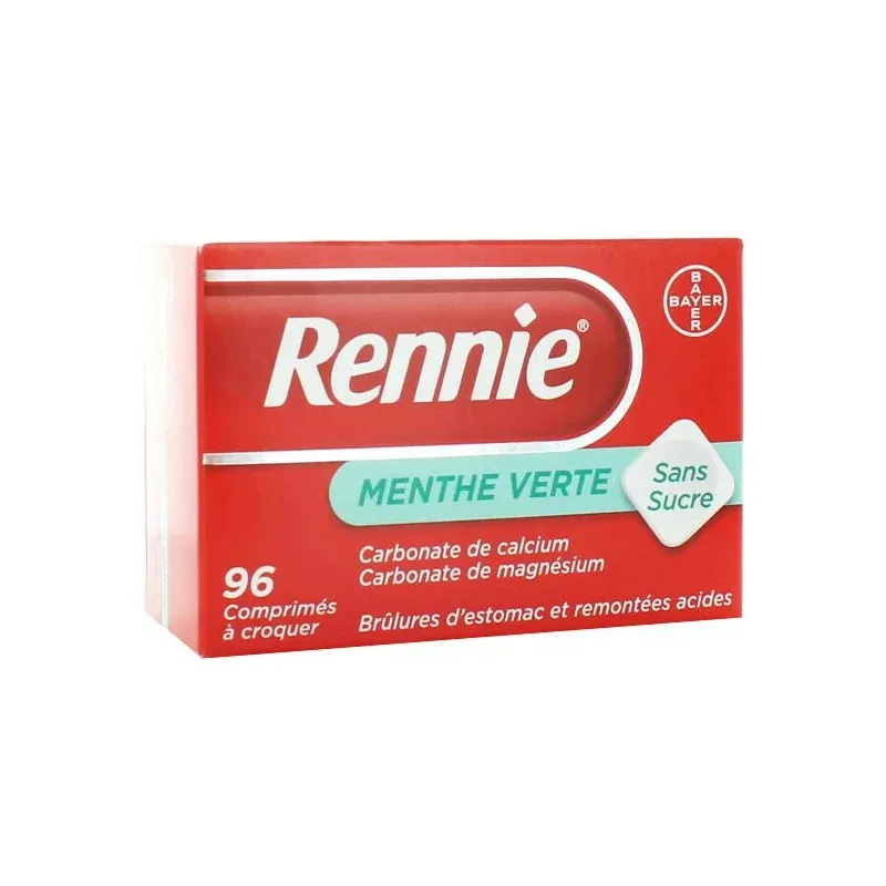 Rennie Menthe Verte sans sucre 96 comprimés - Univers Pharmacie