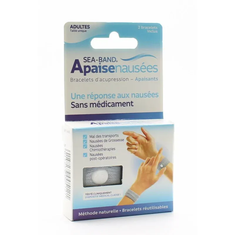 Sea-Band Apaisenausées Bracelets d'Acupression Adultes Gris X2 - Univers Pharmacie