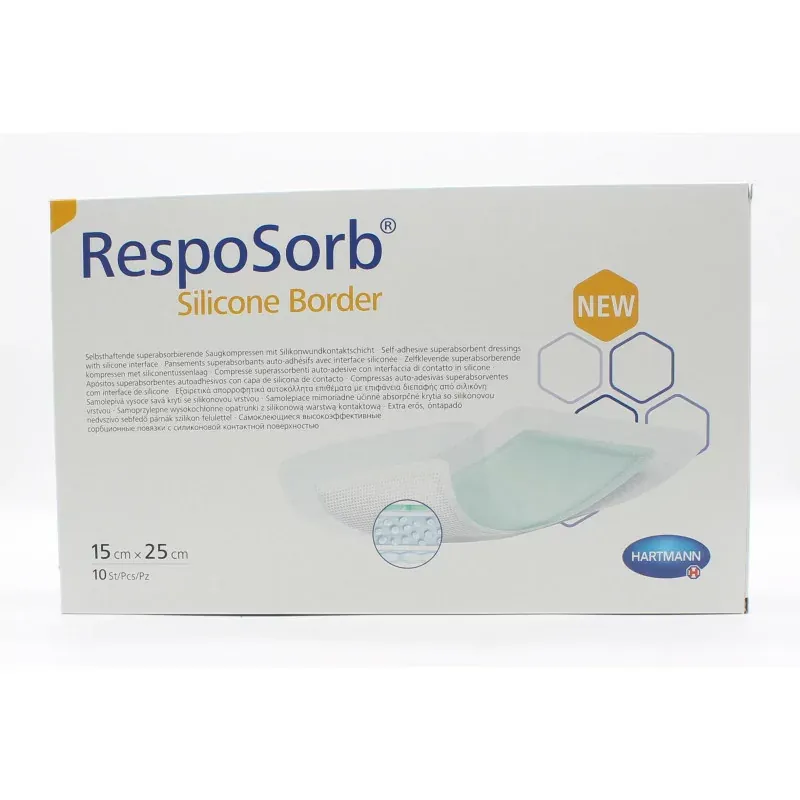 Resposorb Silicone Border 15cmX25cm 10 pansements - Univers Pharmacie
