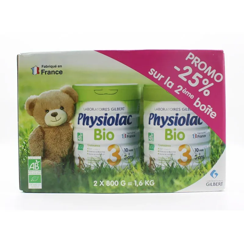 Physiolac Bio 3 Lait Croissance 2X800g - Univers Pharmacie