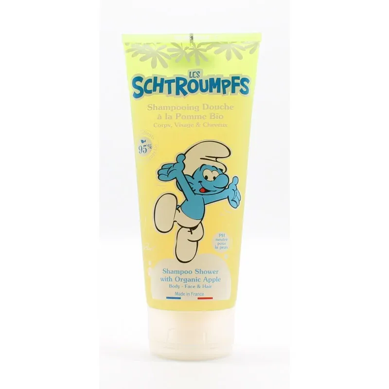 Les Schtroumpfs Shampooing Douche à la Pomme Bio 200ml - Univers Pharmacie