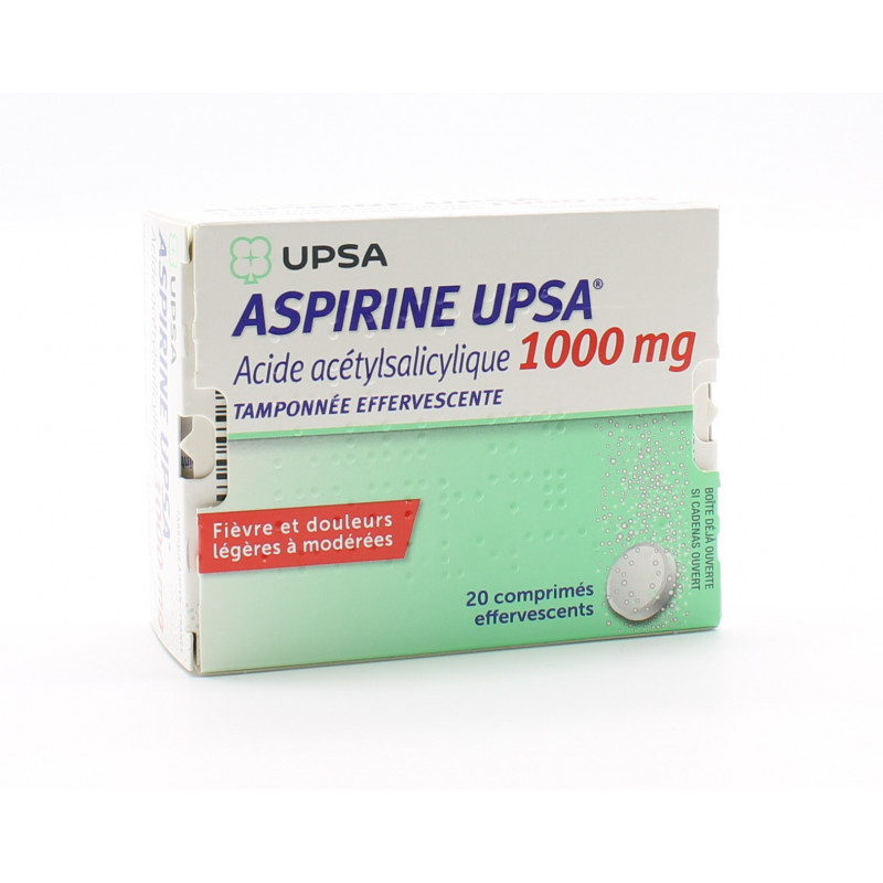 Aspirine Upsa 1000mg 20 comprimés - Univers Pharmacie
