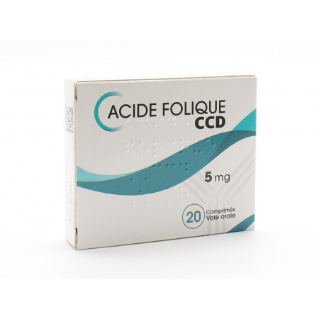 Acide Folique CCD 5mg 20 comprimés - Univers Pharmacie