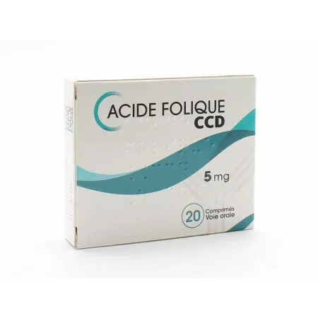 Acide Folique CCD 5mg 20 comprimés - Univers Pharmacie