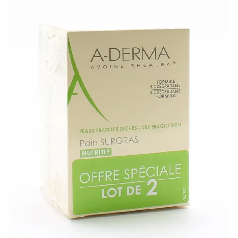 A-derma Pain Surgras Nutritif 2X100g - Univers Pharmacie