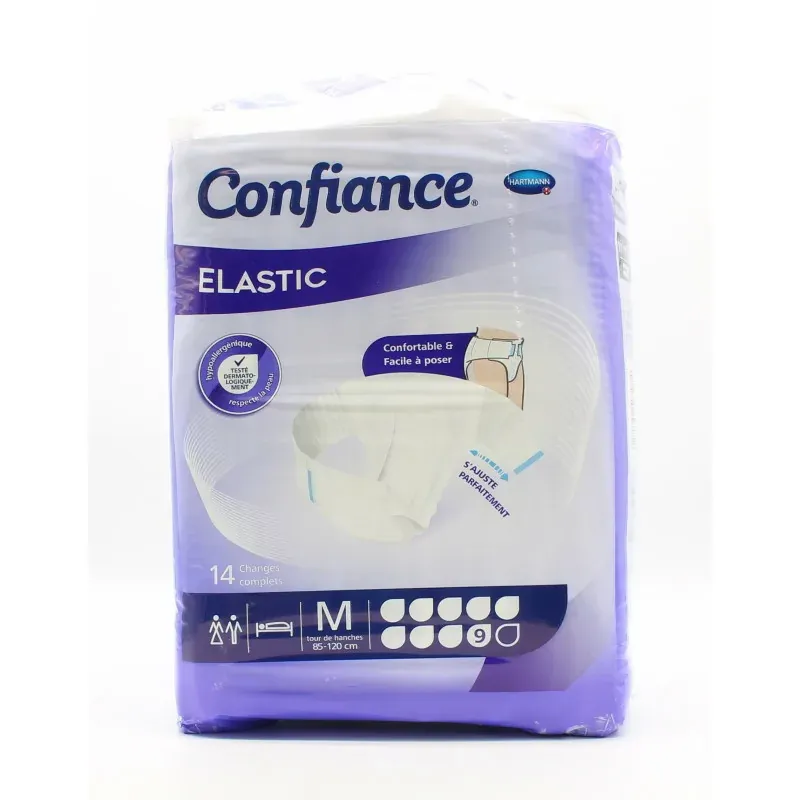 Confiance Elastic 9 Gouttes Taille M 14 changes complets - Univers Pharmacie