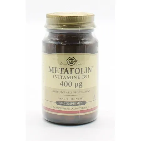 Solgar Metafolin 400µg 50 comprimés - Univers Pharmacie