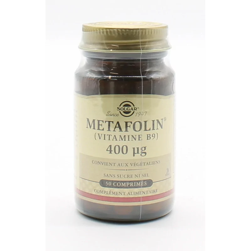 Solgar Metafolin 400µg 50 comprimés - Univers Pharmacie
