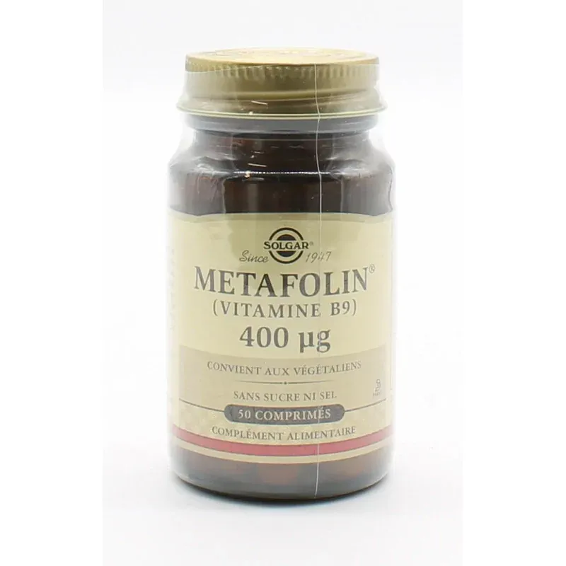 Solgar Metafolin 400µg 50 comprimés - Univers Pharmacie