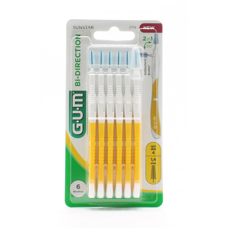 GUM Bi-direction ISO 4 1,4mm 6 brossettes - Univers Pharmacie GUM Bi-direction ISO 4 1,4mm 6 brossettes - Univers Pharmacie