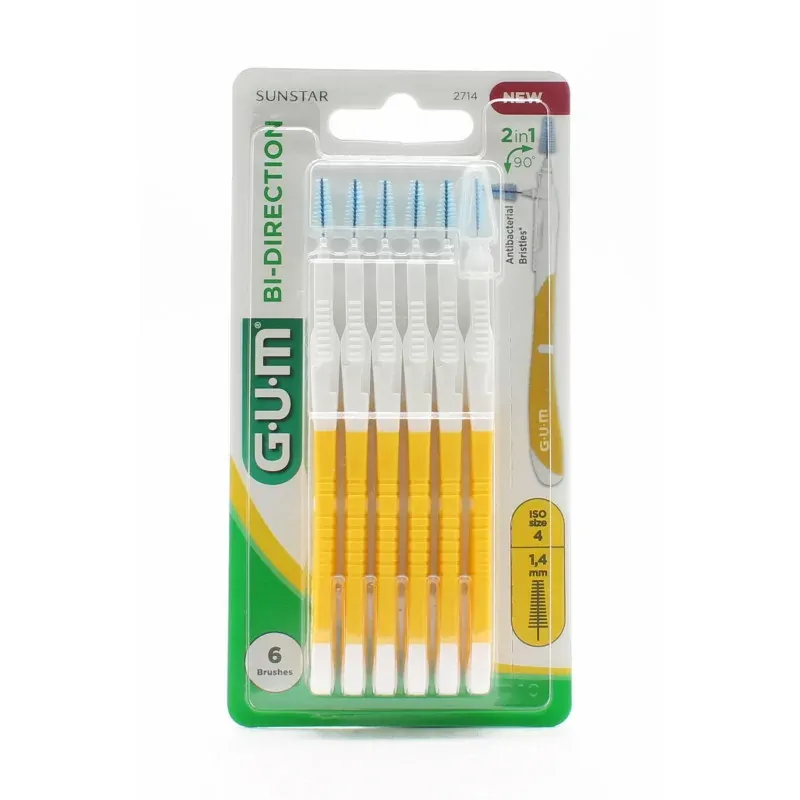GUM Bi-direction ISO 4 1,4mm 6 brossettes - Univers Pharmacie