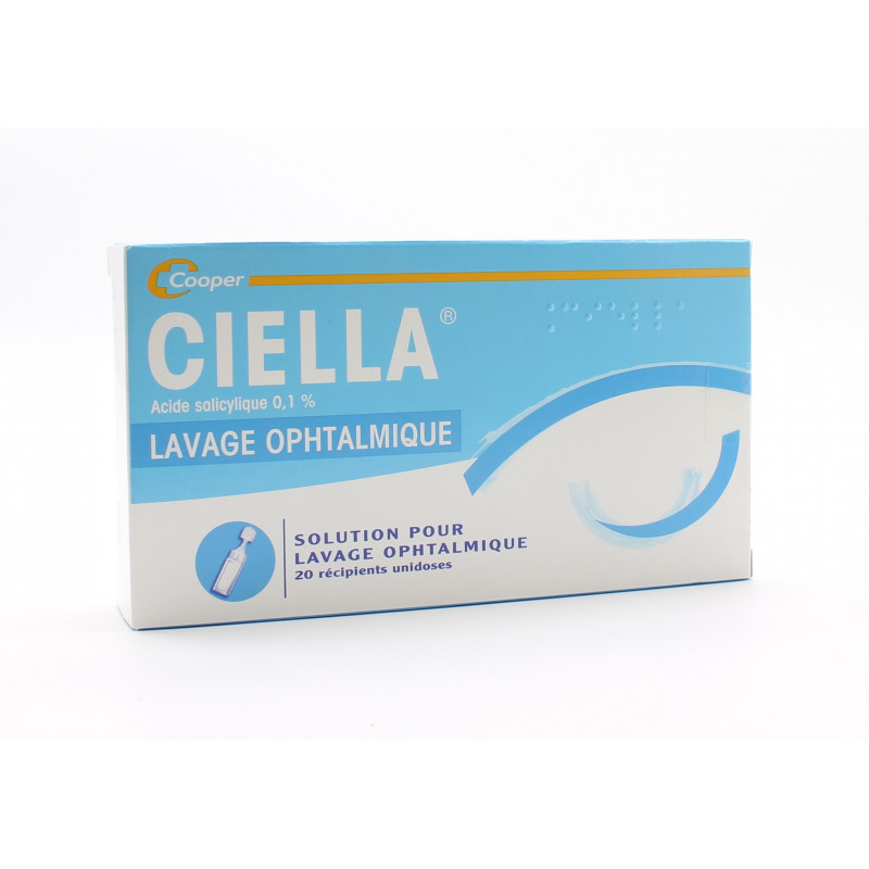 Ciella 0,1% Lavage Ophtalmique 20 récipients unidoses - Univers Pharmacie