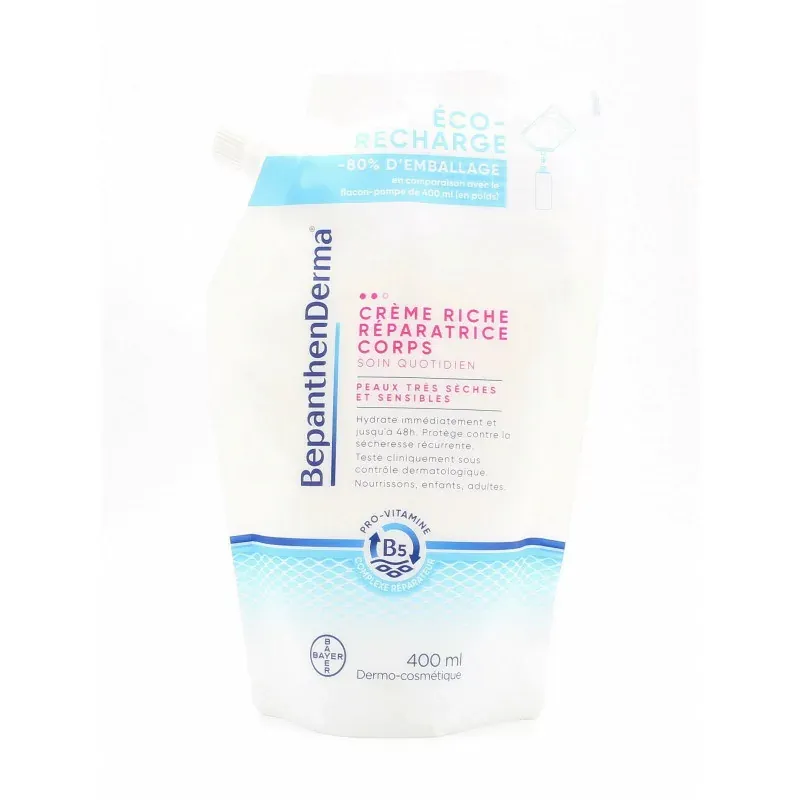 BepanthenDerma Crème Riche Réparatrice Corps Recharge 400ml - Univers Pharmacie