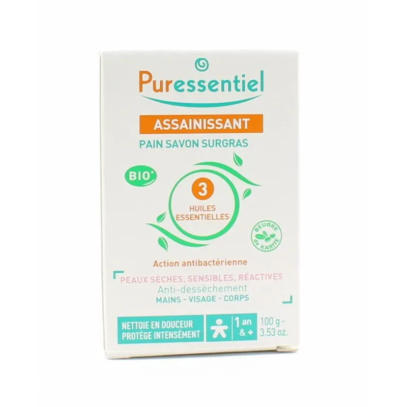 Puressentiel Assainissant Pain Savon Surgras Bio 100g - Univers Pharmacie Puressentiel Assainissant Pain Savon Surgras Bio 100g - Univers Pharmacie