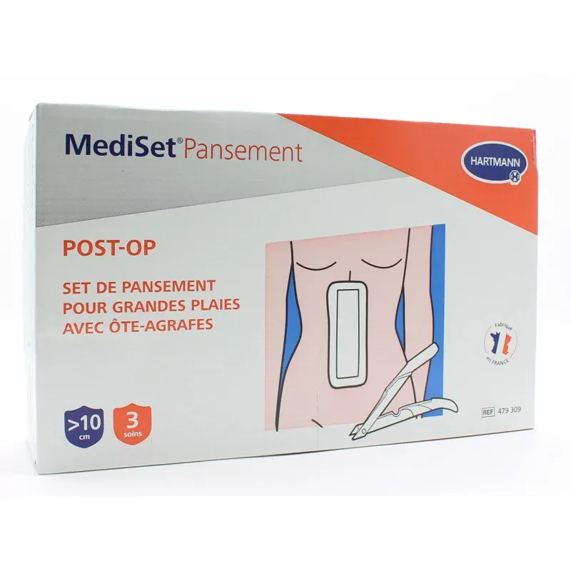MediSet Pansement Post-op Set Grandes Plaies +10cm Ôte-agrafes X3
