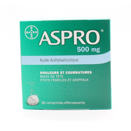 Aspro 500mg 36 comprimés effervescents - Univers Pharmacie