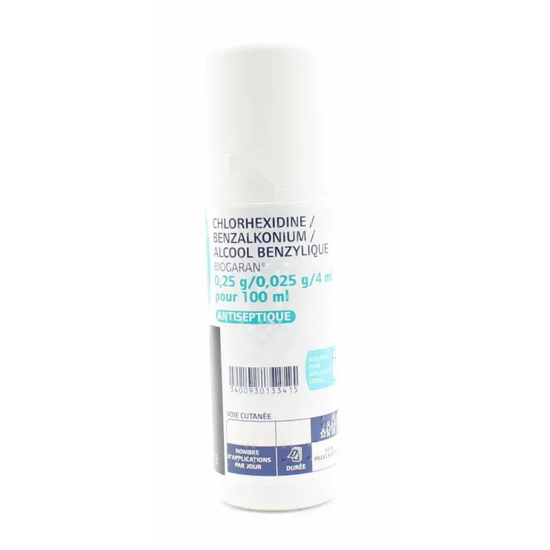 Chlorhexidine Alcool Benzylique Biogaran 100ml - Univers Pharmacie