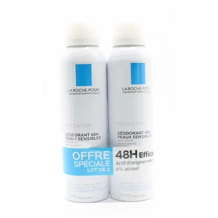 La Roche-Posay Déodorant 48h Peaux Sensibles 2X150ml - Univers Pharmacie