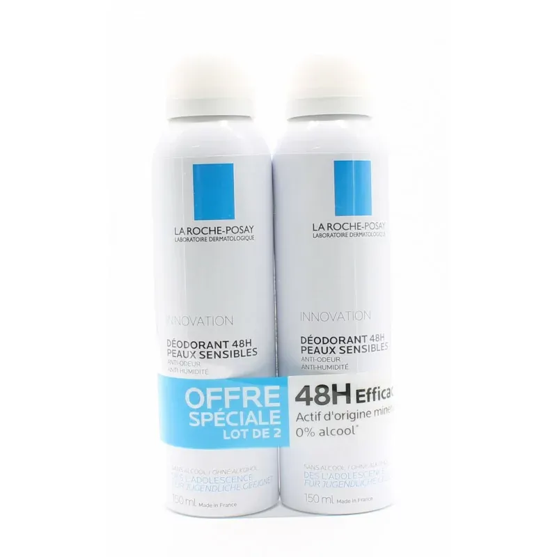 La Roche-Posay Déodorant 48h Peaux Sensibles 2X150ml - Univers Pharmacie