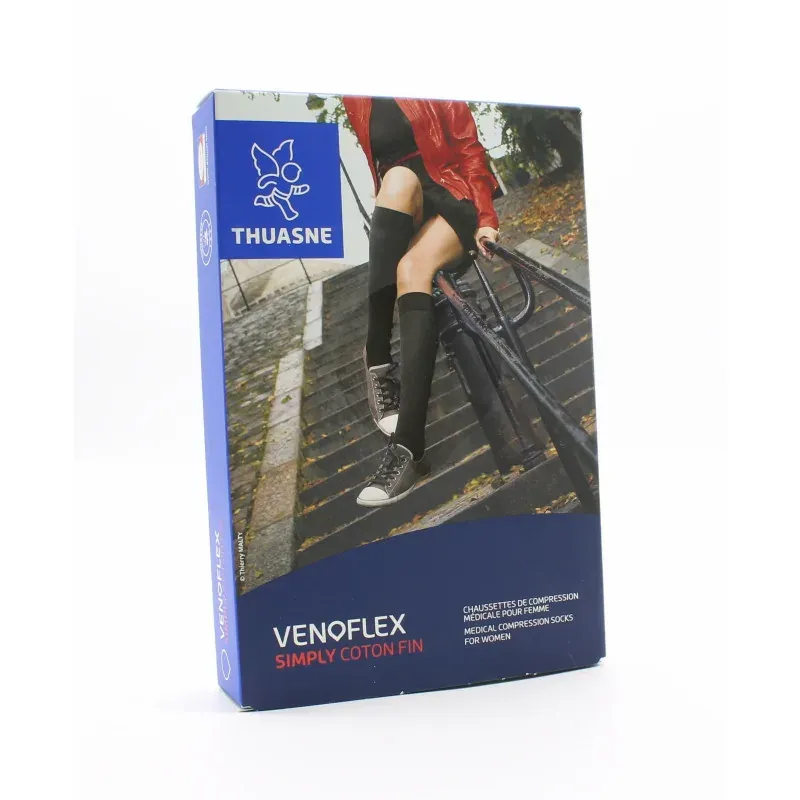 Thuasne Venoflex Simply Coton Fin Chaussettes T1L Parme Grisé - Univers Pharmacie