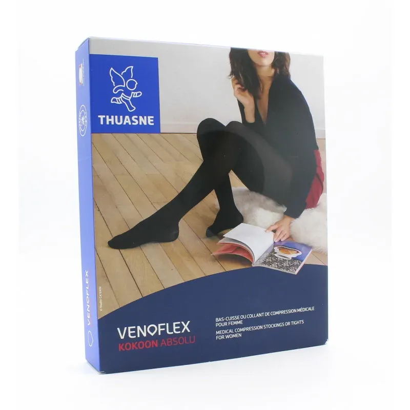 Thuasne Venoflex Kokoon Absolu Bas-cuisse de Compression Médicale T1L Noir - Univers Pharmacie