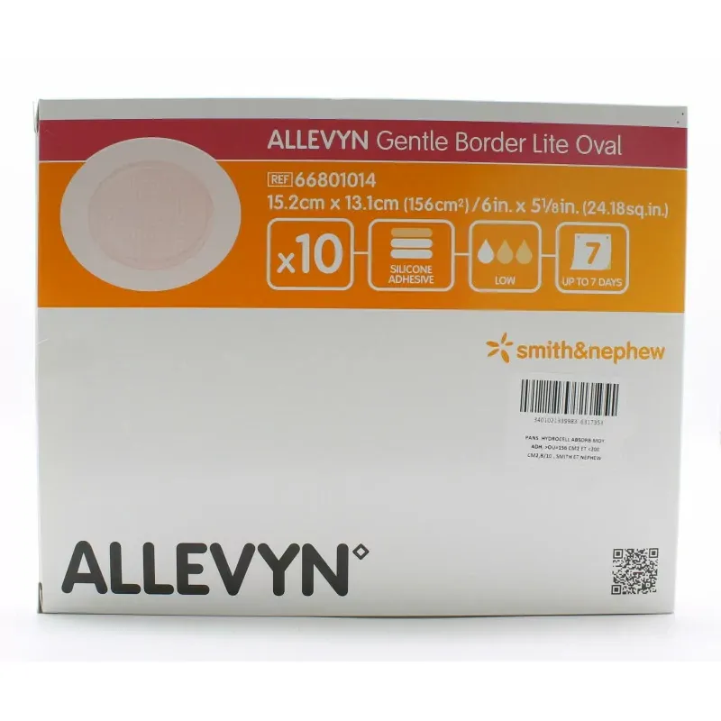 Allevyn Gentle Border Lite Oval Pansement 15,2 X 13,1cm 10 pièces - Univers Pharmacie