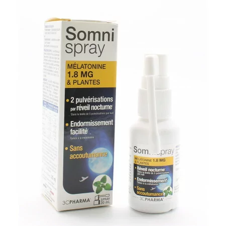 3CPharma Somnispray 20ml Mélatonine 1,8mg et Plantes - Univers Pharmacie