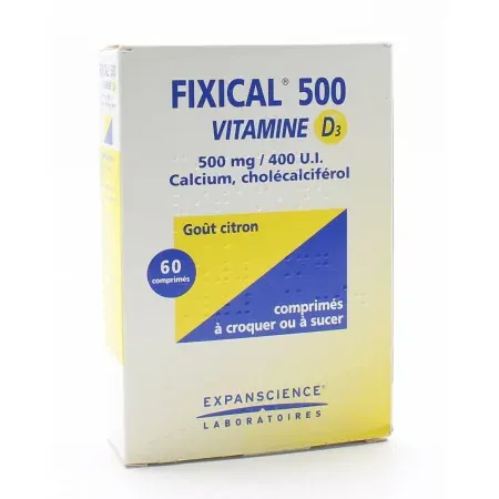 Fixical 500 Vitamine D3 500mg/400UI 60 comprimés - Univers Pharmacie