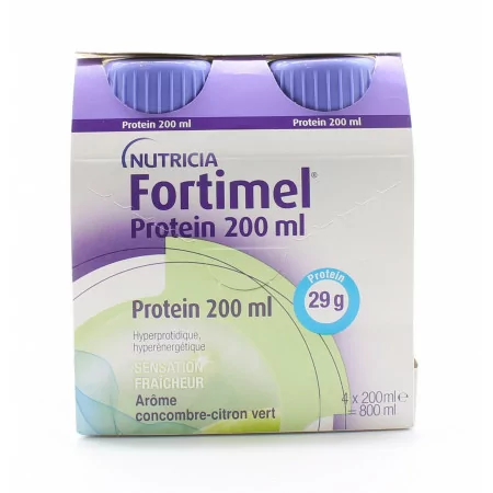 Nutricia Fortimel Protein Sensation Fraîcheur Arôme Concombre-Citron Vert 4X200ml - Univers Pharmacie