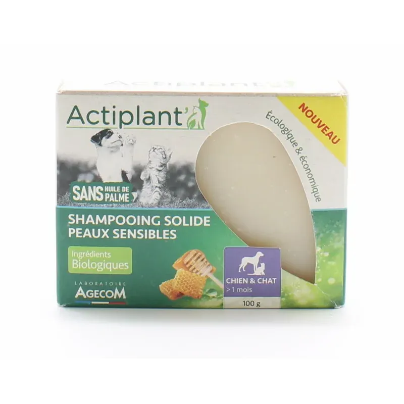 Actiplant' Shampooing Solide Peaux Sensibles Chien et Chat 100g - Univers Pharmacie